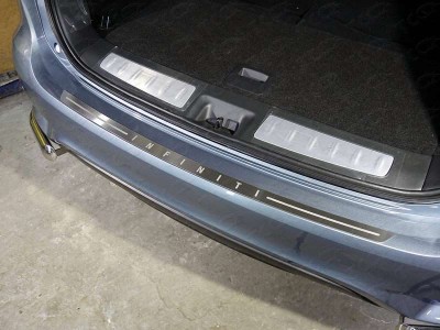 Накладка на задний бампер лист шлифованный надпись Infiniti ТСС для Infiniti QX60 2016-2021