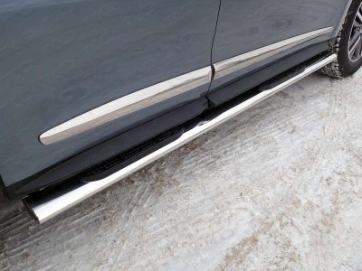 Пороги труба овальная с накладками 120х60 мм ТСС для Infiniti QX60 2016-2021