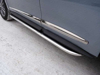 Пороги овал с площадкой нержавеющий лист 75х42 мм ТСС для Infiniti QX60 2016-2021