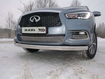 Защита передняя овальная 75х42 мм ТСС для Infiniti QX60 2016-2021