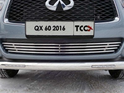 Защита переднего бампера с ДХО 76 мм ТСС для Infiniti QX60 2016-2021