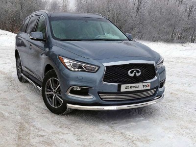 Защита переднего бампера с ДХО 76 мм ТСС для Infiniti QX60 2016-2021