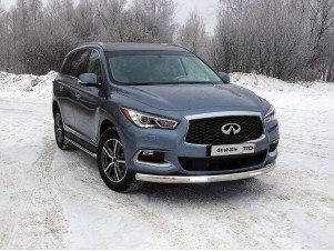 Защита передняя овальная с ДХО 75х42 мм для Infiniti QX60 № INFQX6016-36