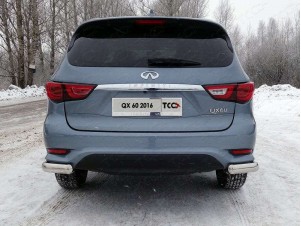 Защита задняя овальные уголки 75х42 мм для Infiniti QX60 № INFQX6016-43