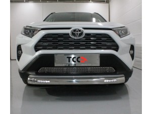 Защита передняя овальная с ДХО 75х42 мм для Toyota RAV4 № TOYRAV19-19
