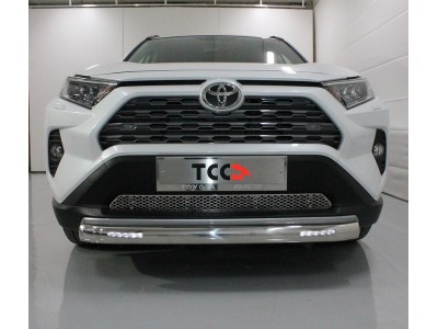 Защита передняя овальная с ДХО 75х42 мм для Toyota RAV4 2019-2021
