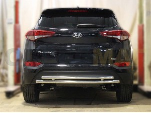 Защита заднего бампера двойная 53-43 мм для Hyundai Tucson № HNT15_3.1