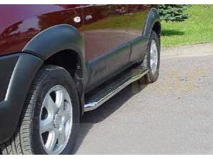 Пороги с площадкой алюминиевый лист фигурные 43 мм для Hyundai Tucson № HNT 4