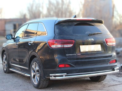 Защита задняя с уголками 60-43 мм для Kia Sorento Prime 2015-2017