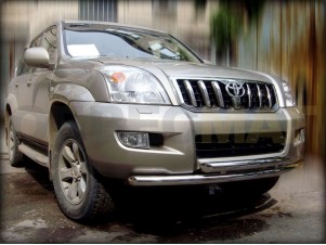 Защита передняя двойная 76-60 мм для Toyota Land Cruiser Prado 120 № LCPR 4.1.1