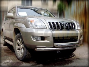 Защита передняя двойная 60-60 мм для Toyota Land Cruiser Prado 120 № LCPR 4.1