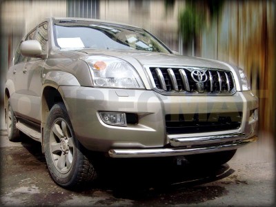 Защита передняя двойная 60-60 мм для Toyota Land Cruiser Prado 120 2002-2009