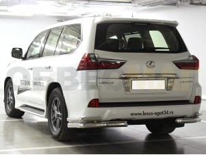 Защита задняя уголки двойные 76-53 мм для Lexus LX-570/450d № LX15 3