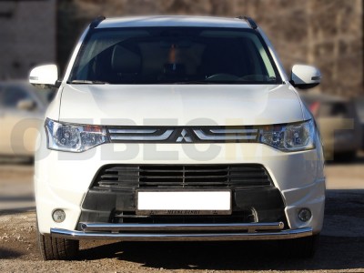 Защита передняя двойная 53-43 мм для Mitsubishi Outlander 2012-2014