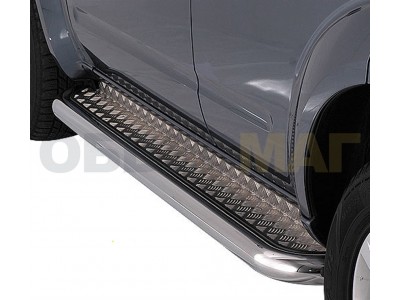 Пороги с площадкой алюминиевый лист 53 мм Технотек для Nissan Pathfinder 2005-2010