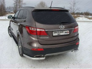 Защита заднего бампера уголки 60 мм для Hyundai Santa Fe Grand № HYUNSFGR14-14