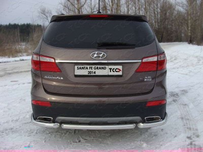 Защита заднего бампера 60 мм ТСС для Hyundai Santa Fe Grand 2014-2016