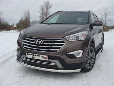 Защита переднего бампера 60 мм ТСС для Hyundai Santa Fe Grand 2014-2016