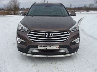 Защита переднего бампера 60 мм ТСС для Hyundai Santa Fe Grand 2014-2016