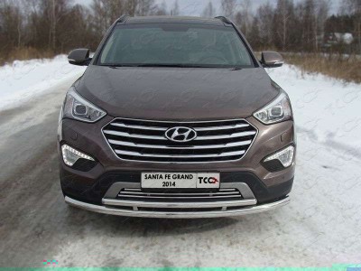 Защита передняя двойная 60-42 мм ТСС для Hyundai Santa Fe Grand 2014-2016