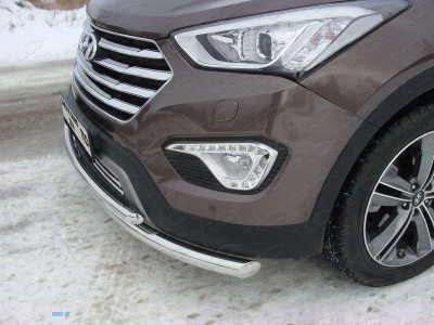 Защита передняя двойная 60-42 мм ТСС для Hyundai Santa Fe Grand 2014-2016