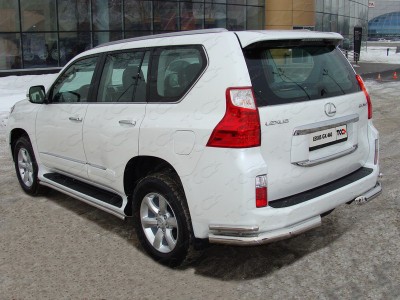 Защита задняя двойные уголки 76-42 мм ТСС для Lexus GX460 2010-2013