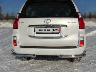 Защита задняя двойные уголки 76-42 мм ТСС для Lexus GX460 2010-2013