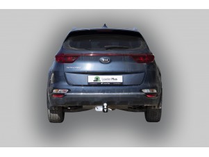 Фаркоп для Kia Sportage 4 рестайл 2018-2022, Hyundai Tucson рестайл, кроме авто с двигателем 2,4 л 2018-2021 съемное крепление шара под американский квадрат №K124-E