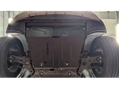 Защита картера двигателя, КПП (2 мм, сталь) для Chery Tiggo 8 Pro Max 2022-н.в. (V = 2.0 AT 4WD)