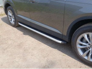 Пороги алюминиевые ТСС с накладкой для Audi Q7 № AUDIQ715-01AL