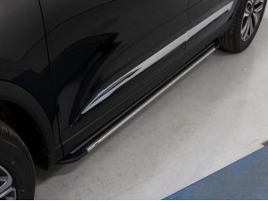 Пороги алюминиевые Slim Line Silver для Chery Tiggo 8 № CHERTIG820-32S