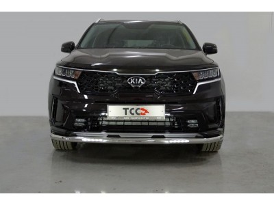 Защита переднего бампера с ДХО 60 мм ТСС для Kia Sorento 2020-2021
