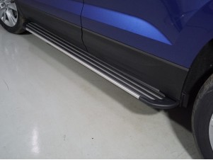 Пороги алюминиевые Slim Line Silver для Skoda Karoq № SKOKAR20-28S
