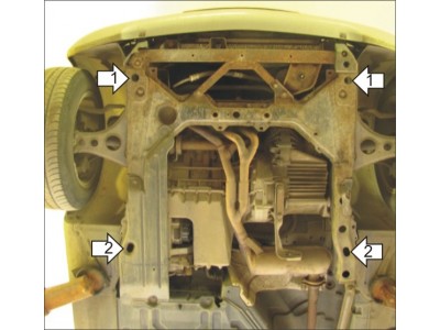 Усиленная защита картера двигателя, КПП (2 мм, сталь) для Mercedes A-class 1997-2004