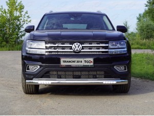 Защита передняя овальная с ДХО 75х42 мм для Volkswagen Teramont № VWTER18-26