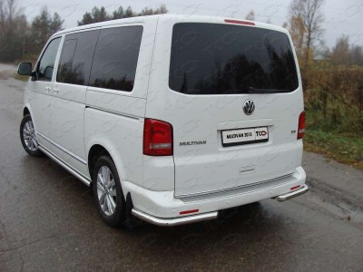 Защита заднего бампера уголки 60 мм ТСС для Volkswagen Multivan/Caravelle 2009-2015