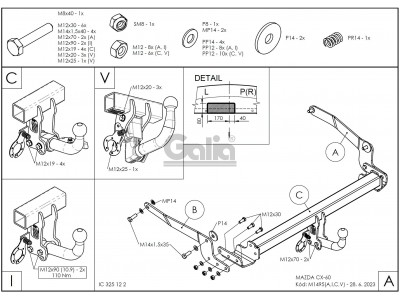 Фаркоп оцинкованный для Mazda CX-60 2022-н.в. быстросъемное крепление шара