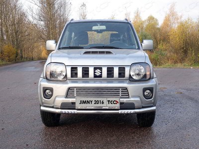 Защита переднего бампера с ДХО 60 мм ТСС для Suzuki Jimny 2012-2018
