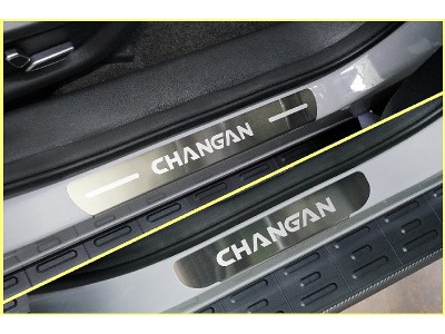 Накладки на пороги (лист шлифованный надпись Changan) 4шт ТСС для Changan UNI-K 2020 – н.в.