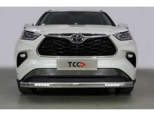 Защита передняя овальная с ДХО 75х42 мм для Toyota Highlander № TOYHIGHL20-26