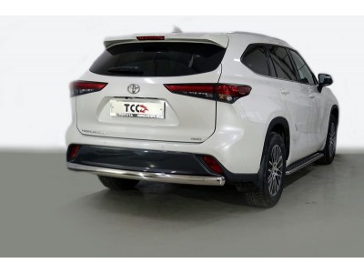 Защита заднего бампера овальная 75х42 мм ТСС для Toyota Highlander 2020-2021