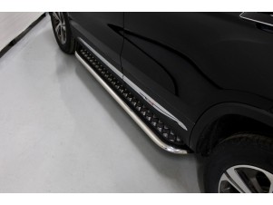 Пороги с площадкой алюминиевый лист 75х42 мм для Changan CS75 № CHANCS7520-21