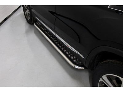 Пороги с площадкой алюминиевый лист 75х42 мм ТСС для Changan CS75 2020-2021