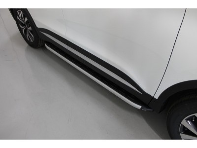 Пороги алюминиевые с пластиковой накладкой ТСС для Chery Tiggo 7 Pro 2020-2023