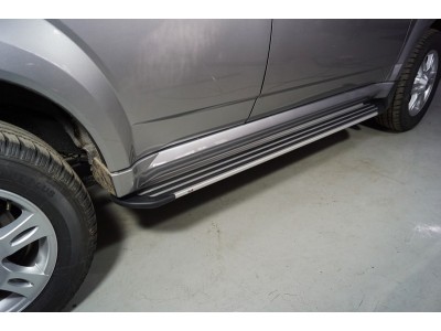 Пороги алюминиевые Slim Line Silver ТСС для Haval H5 2020-2021