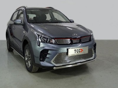 Защита переднего бампера короткая 42 мм ТСС для Kia Rio X 2020-2021
