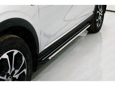 Пороги алюминиевые Slim Line Silver ТСС для Renault Arkana 2019-2021