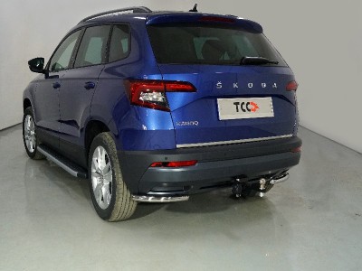 Защита задняя уголки 42 мм ТСС для Skoda Karoq 2020-2021