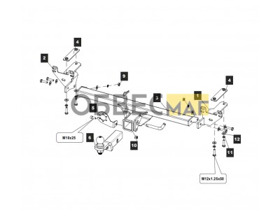Фаркоп для Chery Tiggo 8 Pro Max 2022-н.в., Tiggo 8 Pro 2021-2024, Tiggo 8 2021-2024, Xcite X-Cross 8 2024-н.в., Tenet T8 2025-н.в. без выреза бампера. Тип шара: EA (E с антистуком). Нагрузки: 1500/75 кг. (без электрики в комплекте)