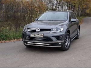 Защита передняя двойная 60-60 мм для Volkswagen Touareg R-Line № VWTOUARRL14-09